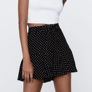 black and white polkadot skort
